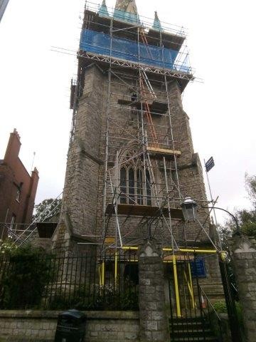 Scaffolding on the spire